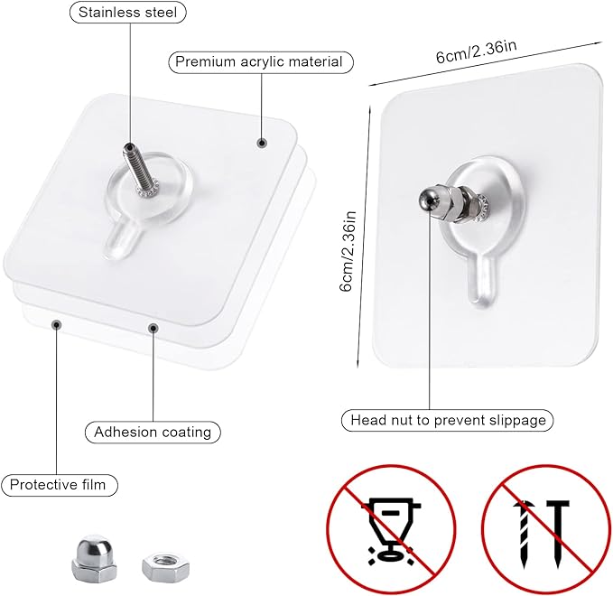 Screw Sticky Hooks (Pack of 10)