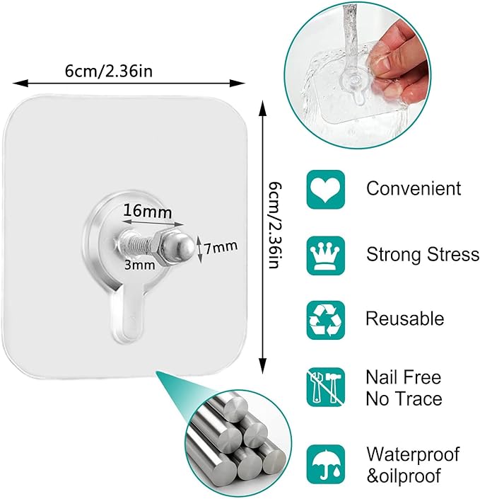 Screw Sticky Hooks (Pack of 10)